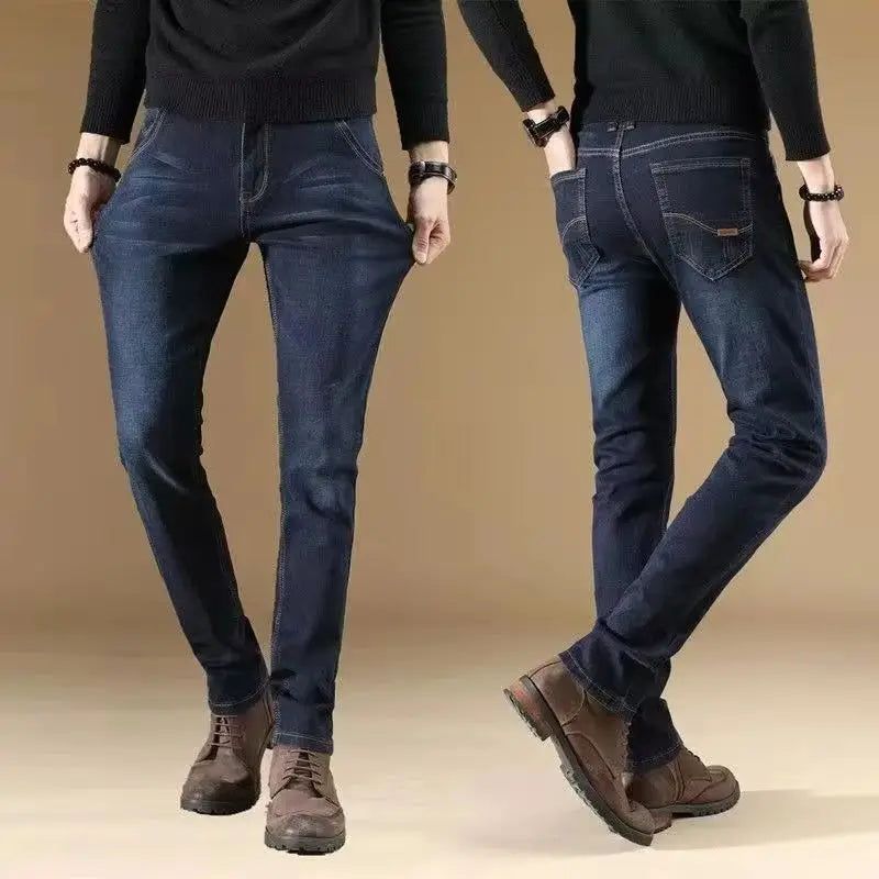 2025 Men's New Men's Fashion Casual Jeans Classic Style Casual Stretch Slim Fit Jeans Men's Denim Pants Black Blue Men's Style