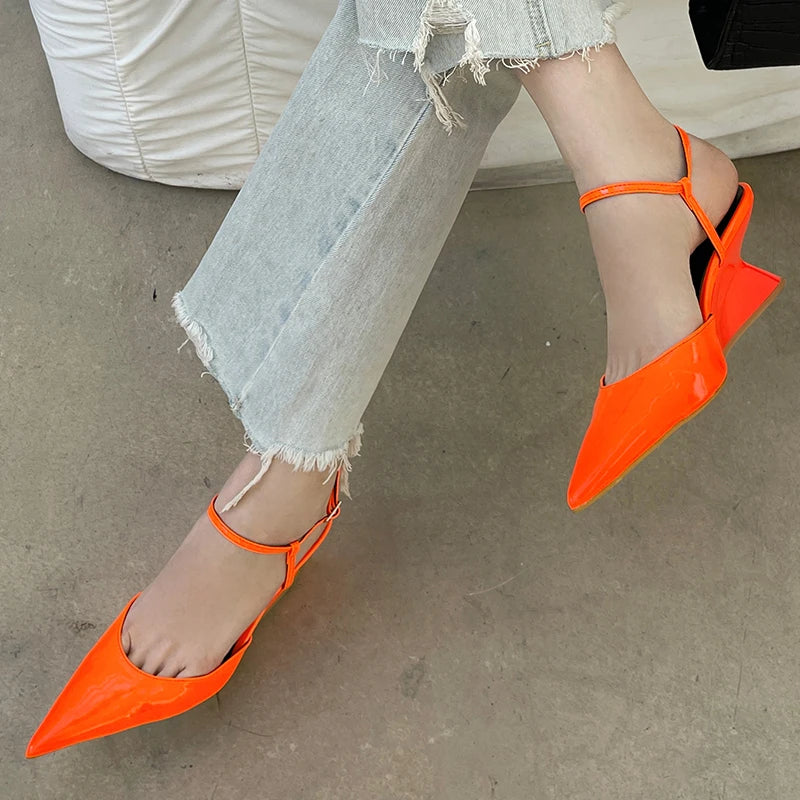 Fashion Wedges Shoes For Women Pointed Toe Female Footwear New 2026 Casual Ladies High Heels Sandals Slingbacks Heel Pumps
