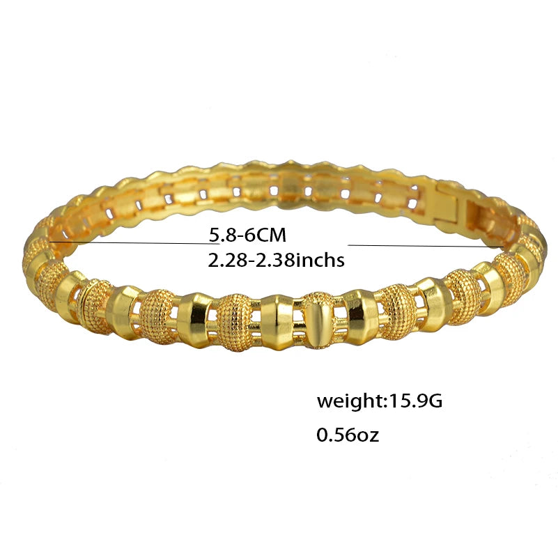 Dubai Gold Plated 24K Bangles for Women Jewelry Exaggerated Style Bracelets Banquet Party Bijoux Nigeria Wedding