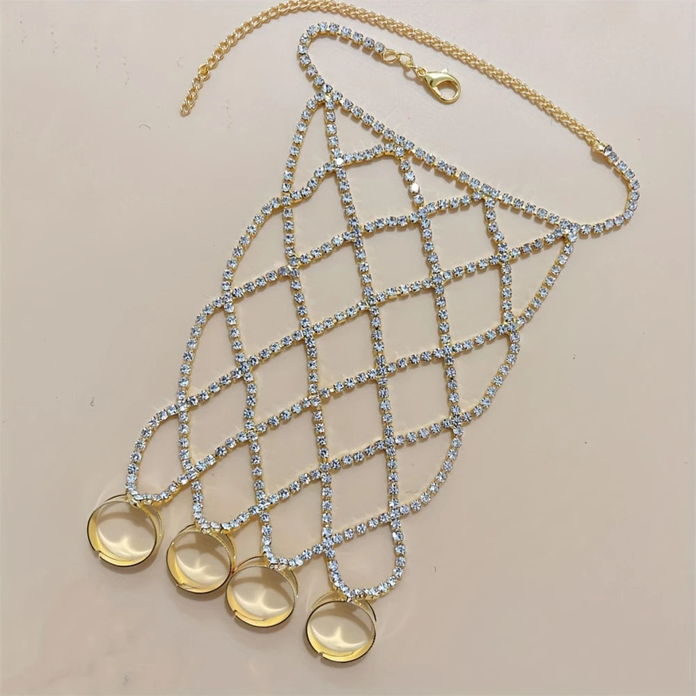 Women's Exquisite Luxury Fashion Crystal Bracelet Jewelry Weaving Wedding Shining New Style Finger Linking Christmas Gift Jewelr