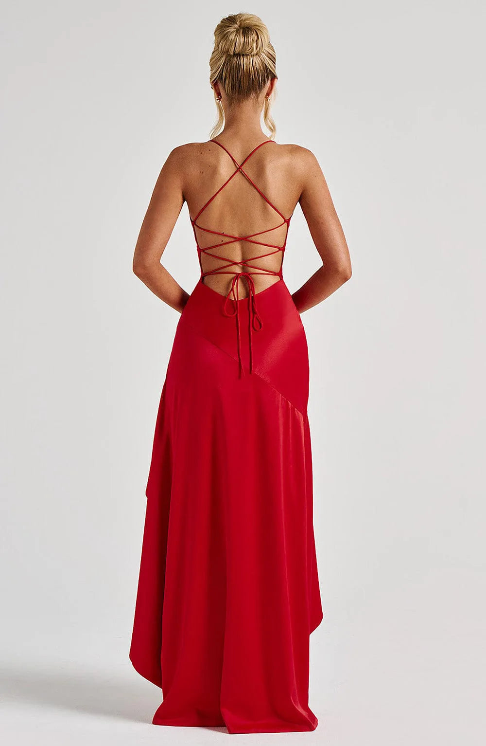 Summer Dresses For Woman Sexy Vestidos Slim Backless Elegant Evening Dress Slit Solid Color Spaghetti Strap Leace-up Temperament