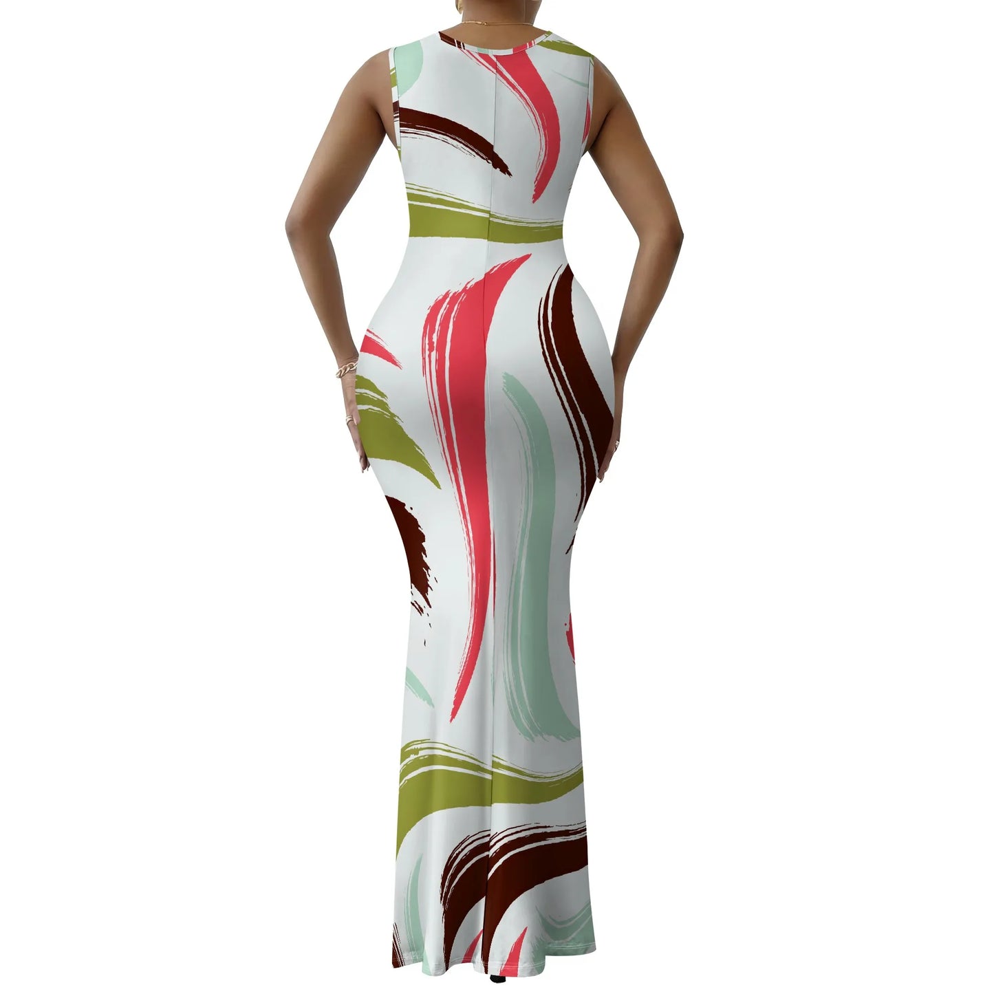 Womens Sexy Casual Dresses Colorful Geometric Off-Shoulder Maxi Dress  Artistic Party Evening Resortwear Swing Neck Dress
