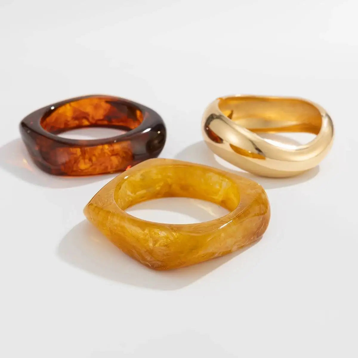 3 Styles Boho Punk Resin Plastic Wide Bangles for Women Fashion Statement Hip Hop Charm Bracelets Grunge Jewelry Gift