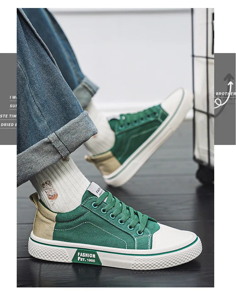 Mens Breathable Canvas Skate Shoes Soft Sole Casual Sneakers Trendy Versatile Lightweight Non-Slip Slip-On Sports Footwear 37-48