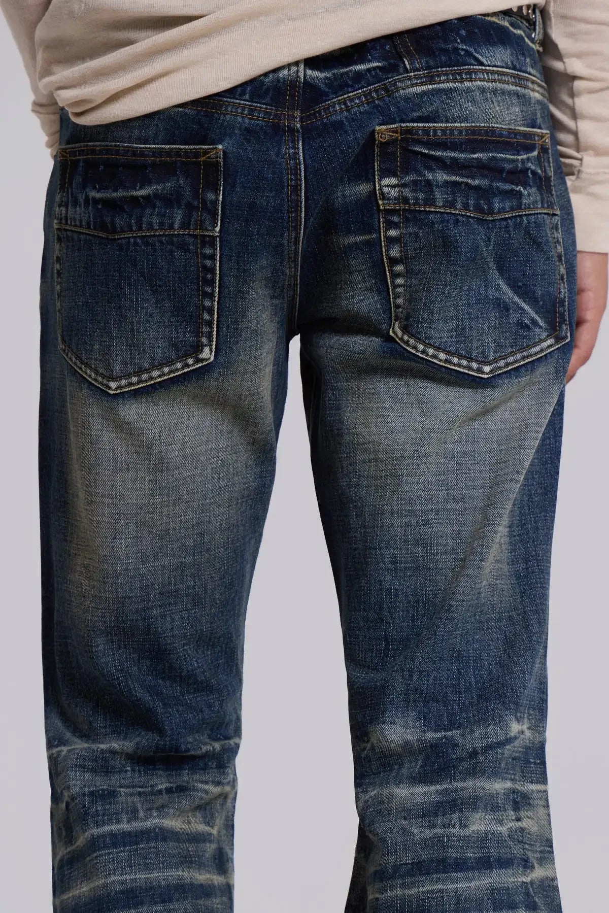Y2K Mid Blue Flared Jeans Vintage Washed Men Women Bootcut Jeans Gothic High Street Unisex Streetwear Retro Baggy wide leg Pants