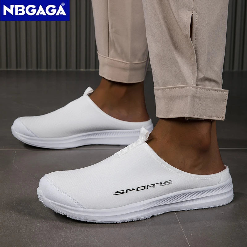 Men's Summer Slip-On Shoes Lightweight Casual Half Slippers for Women's Outdoor Soft Bottom Support Walking Shoes Size 36-46