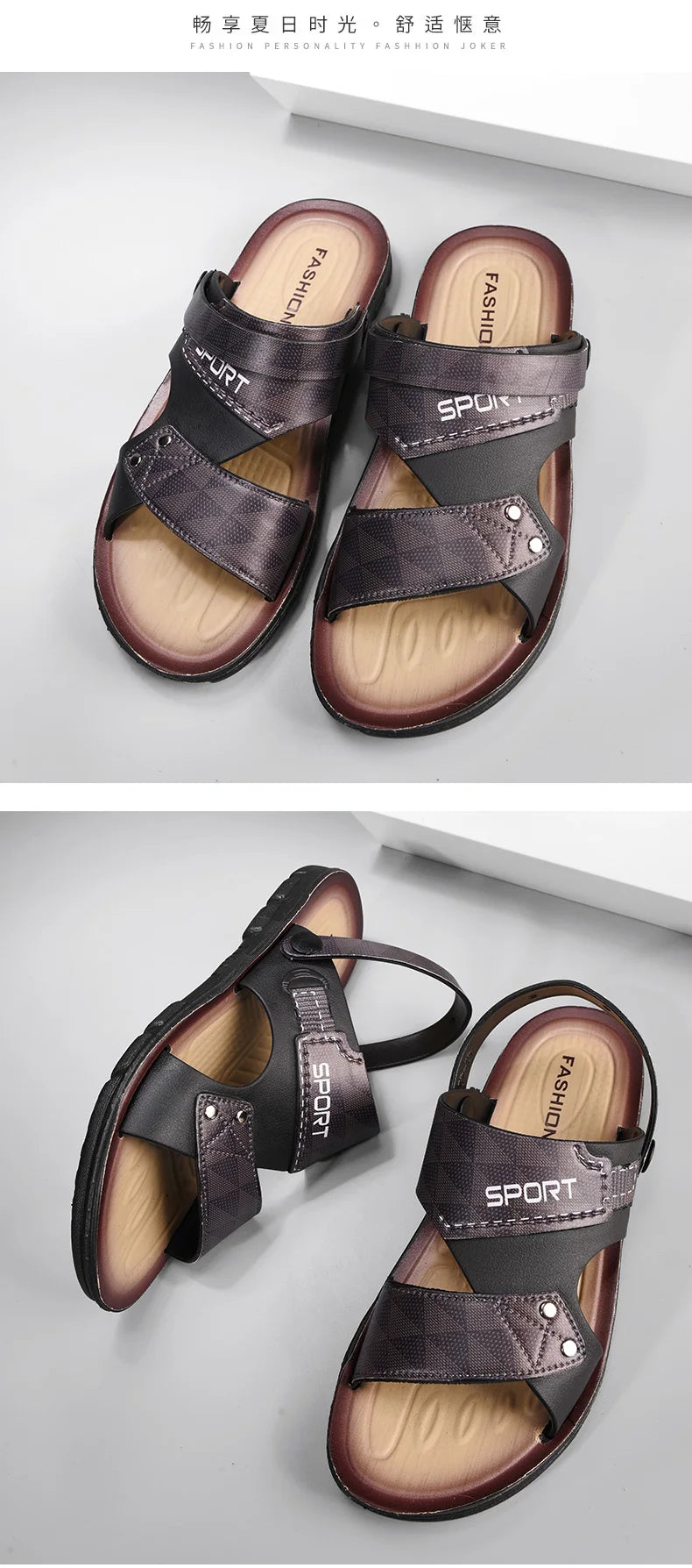 Men's Slippers Sandals Summer New Sandals Male Adult Casual Slippers For Men Beach Shoes Non-slip Open-toe Sandals For Outdoor