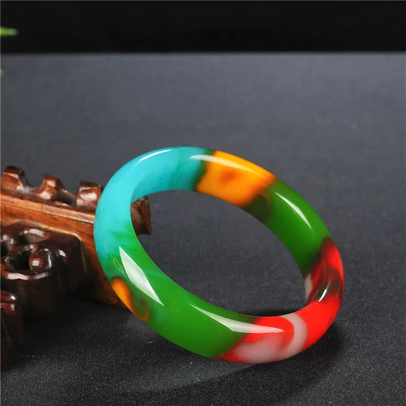 Color Jade Bangle Bracelet Genuine Natural Charm Jewellery Fashion Accessories Hand-Carved Amulet Gifts for Women Her Men