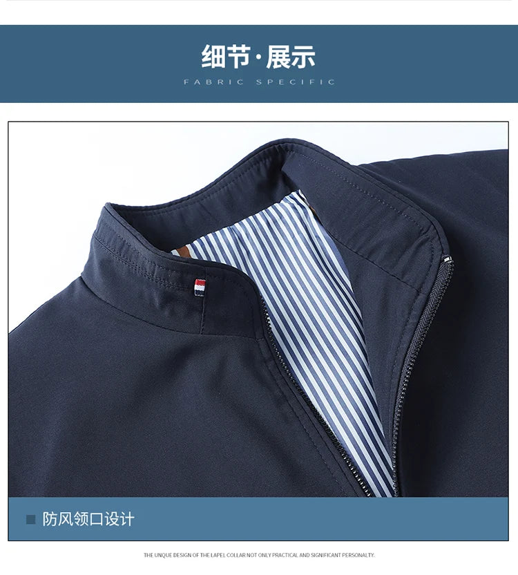 Men's New Spring and Autumn Clothing Stand Up Collar Jacket, Middle-aged and Elderly Jackets, Casual Business Men's Clothing