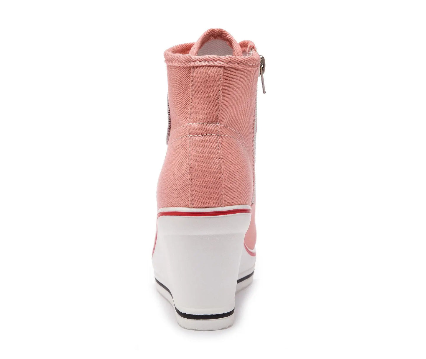 Wedge Heel Casual Shoes for Women New Canvas Shoes Side Zipper High Heel Lace Up Shoes Woman's Heightening Platform Sneakers