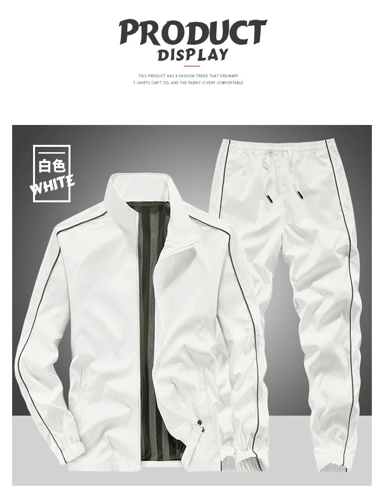 Men's Sportswear Fashion Spring Autumn Sets Training Suit 2 Pieces Set Jacket+Sweatpants Mens Casual Tracksuit