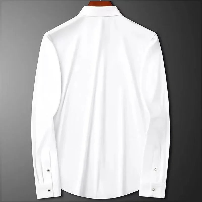 New Men's Slim Fit Long Sleeve Button Down Dress Shirt White Business Casual Lightweight High End