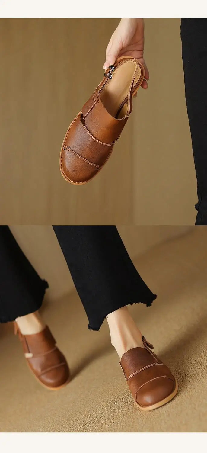 Women Sandals 2026 new Hollow Breathable Comfortable Soft Sole Low Heel Slingback Shoes Summer Fashion Versatile Casual Sandals