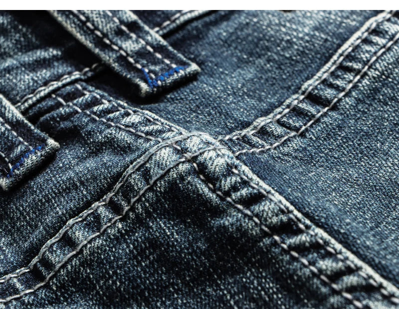 Italian Style Fashion Men Jeans Retro Blue Elastic Slim Fit Ripped Jeans Men Trousers Vintage Designer Casual Denim Pants Hombre