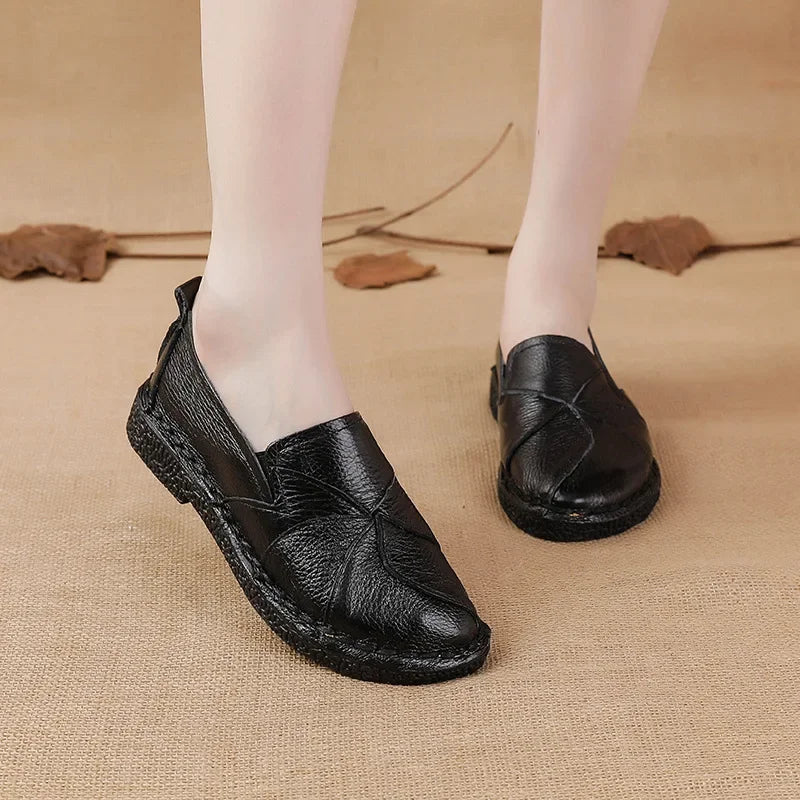 Women's Ladies Female Woman Mother Shoes Flats Genuine Leather Loafers  Mixed Colorful Non Slip On Plus Size 42 women's shoes