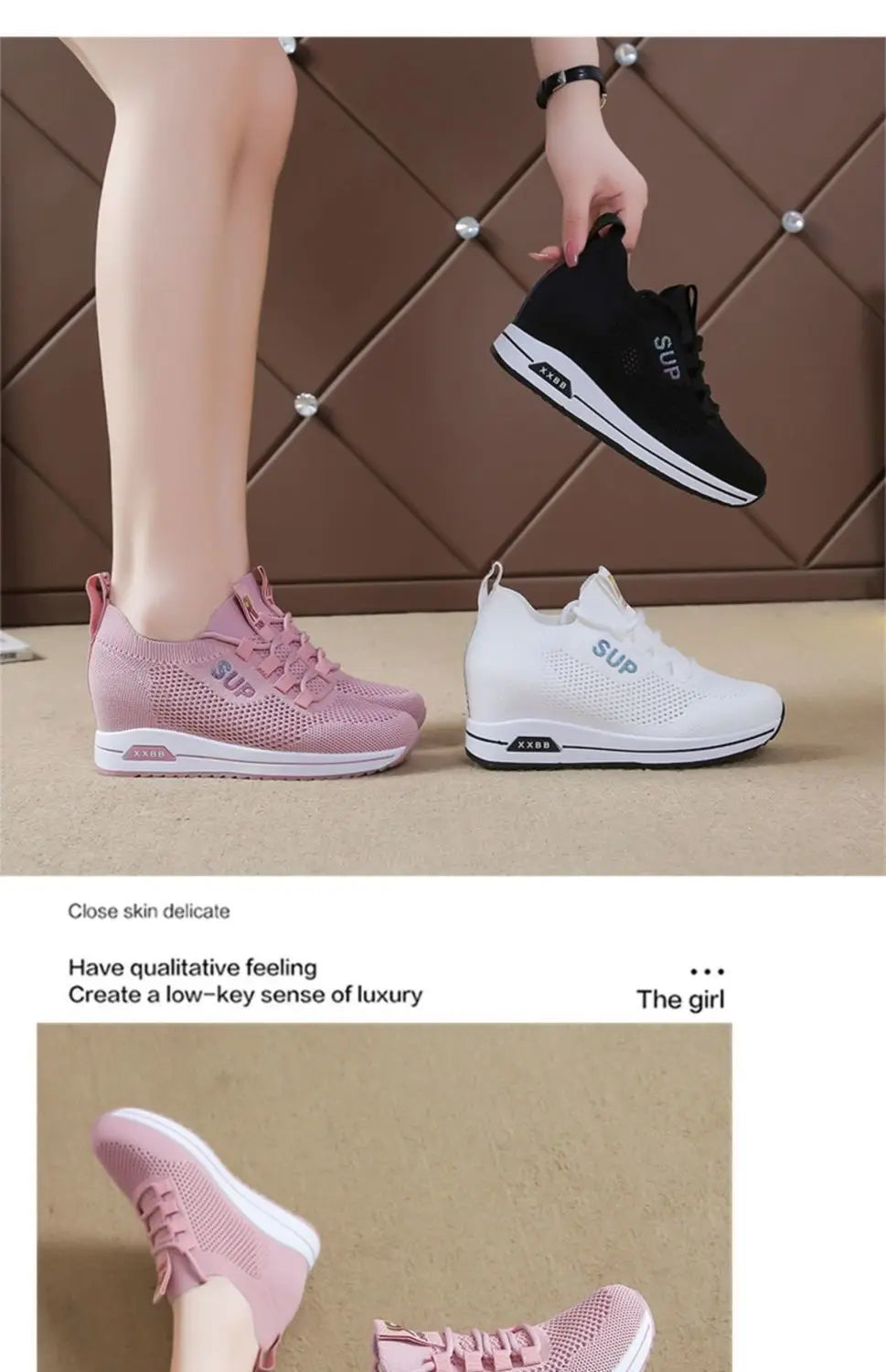 2025 Women's Wedges Shoes Platform Shoe Spring Breathable Casual Shoes Woman Fashion Sneakers Height Increasing Vulcanize Shoes