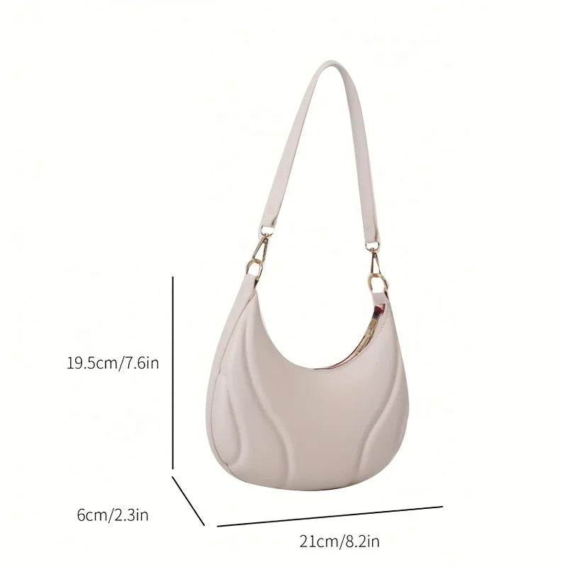 Women's French Handbag Shoulder Bag Textured Crossbody Bag Zipper Closure & Adjustable Strap Versatile for Work, Casual & Travel