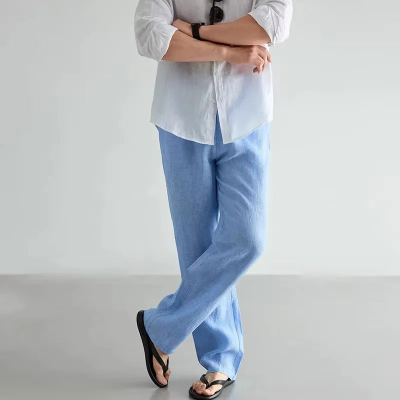 100% Linen Cotton Pants Men Breathable Joggers Sweatpants Hip Hop Streetwear Male Jogger Clothing Casual Fashion Trouser For Men