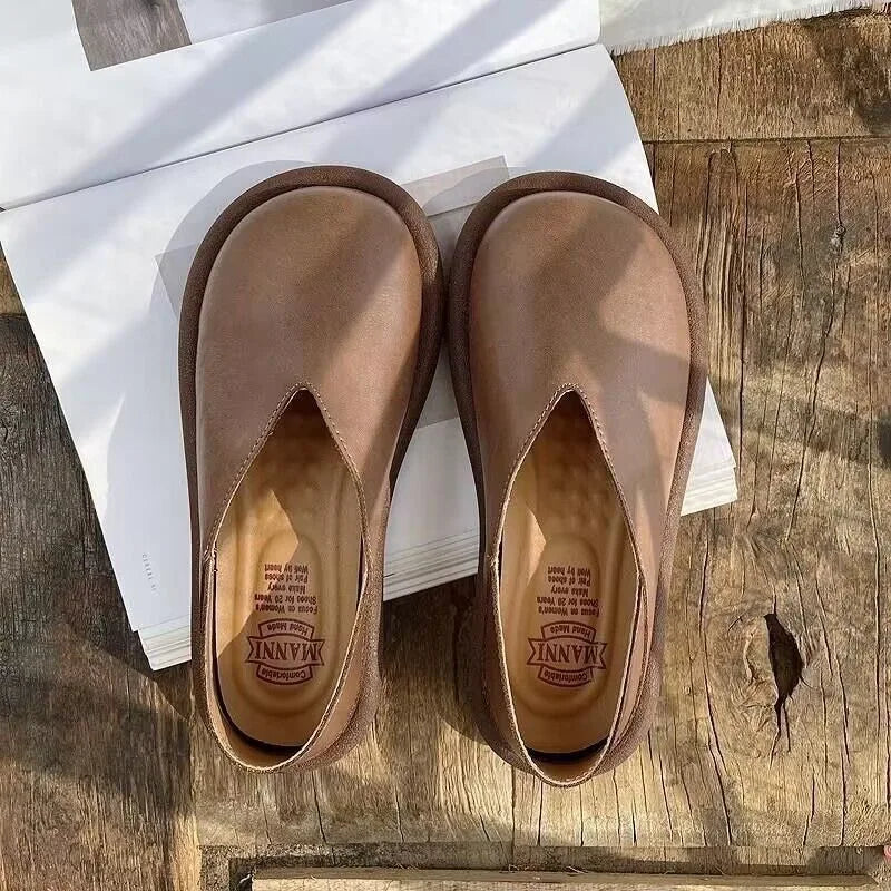 2025New Women's Shoes Fashion Leather Casual Shoe Summer Single Shoes for Women Comfortable Flats Luxury Designer Slip-On Loafes