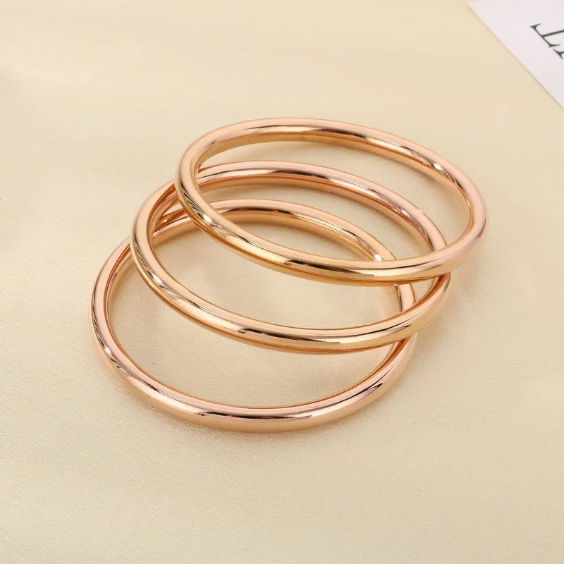 7/PCS Simple Spherical Surface Stainless Steel Bangle For Women Men Wedding Party Bracelet Famale Trendy Jewelry Christmas Gifts
