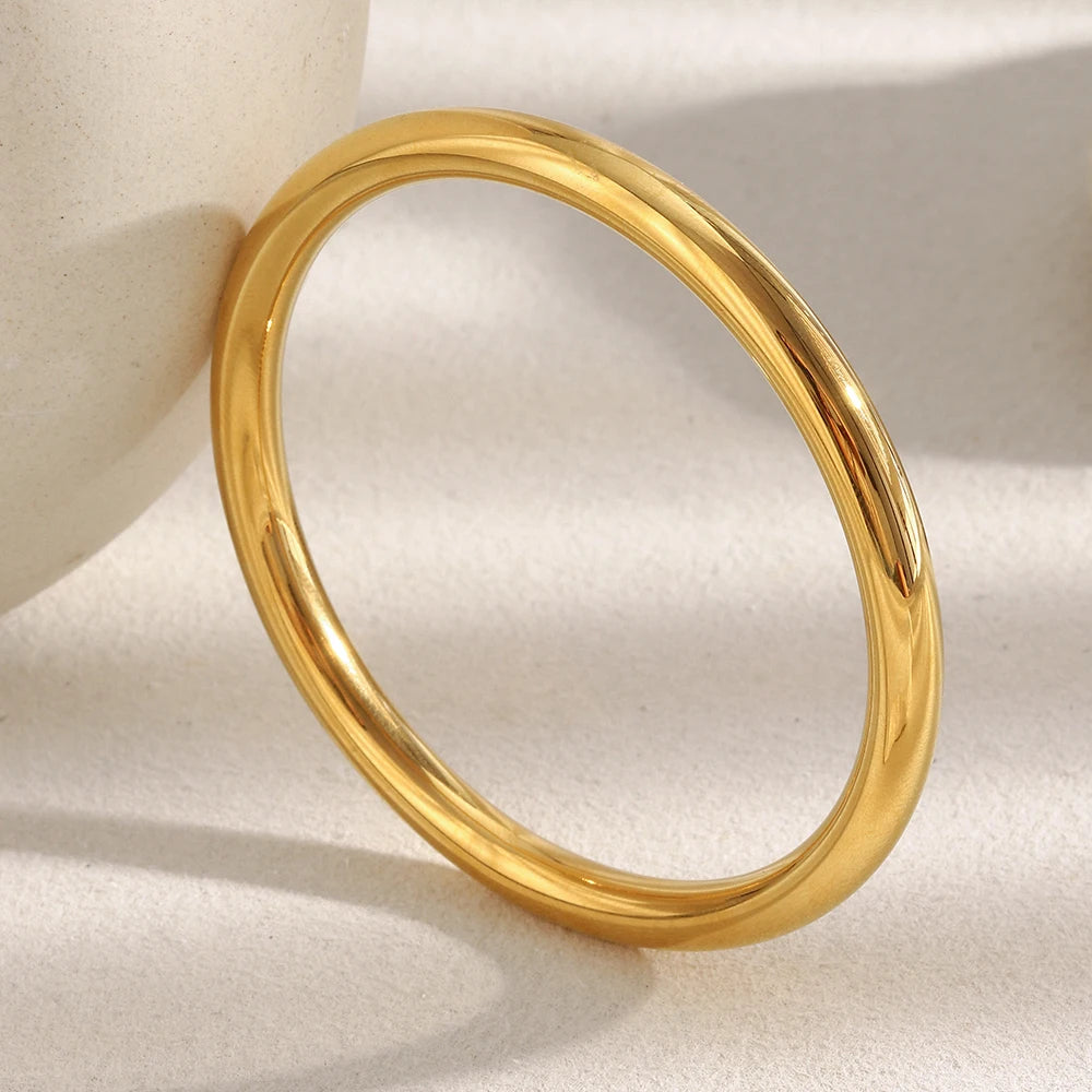 E.B.belle 18K Gold Plated Minimalist Style Hollow Round Bangle Woman's Wrist Bangles Stackable Jewelry