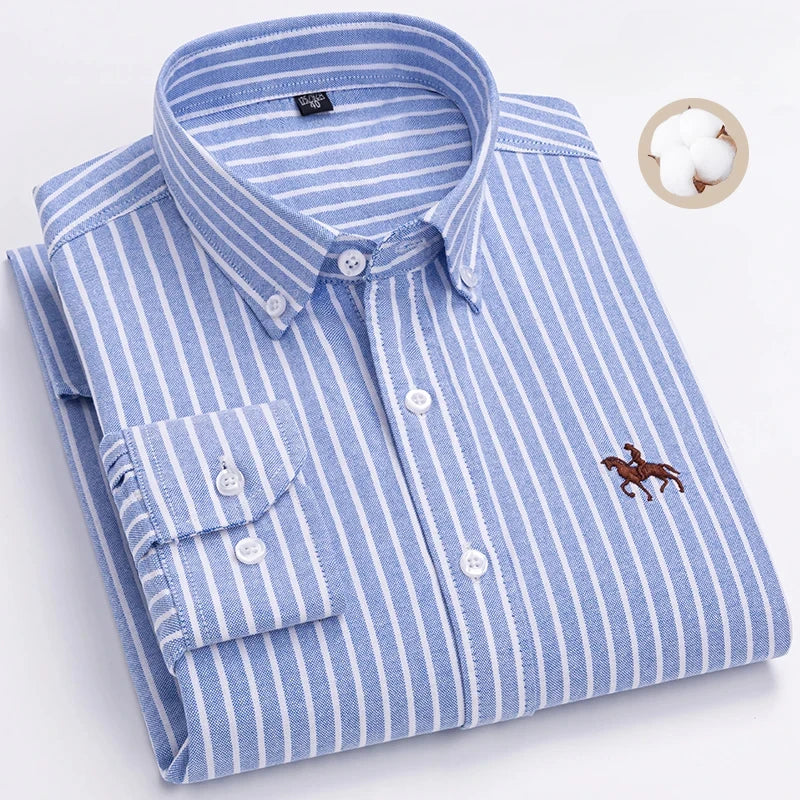 New in shirt 100%cotton plus size long-sleeve shirts for men slim fit formal fashion office shirt hight qulity plaid clothes