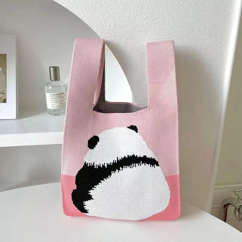 Women'S Knot Wrist Tote Bags Handmade Knitted Bag Portable Mini Striped Bucket Phone Bags Large Capacity Spring Summer Handbags