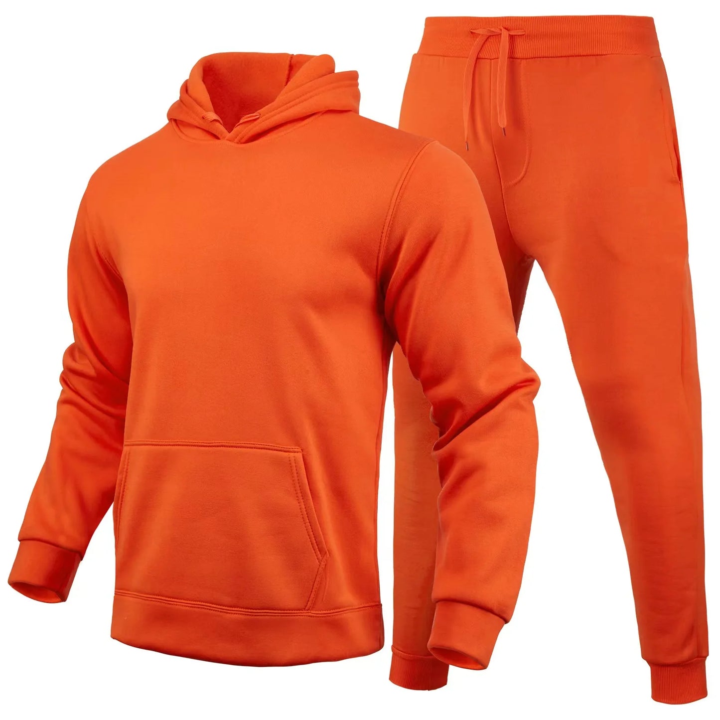 New Men Women Tracksuit Hoodies Casual Solid Color Thick Pullover and Long Pant 2-piece Set Men Autumn Fleece Jogger Sports Suit