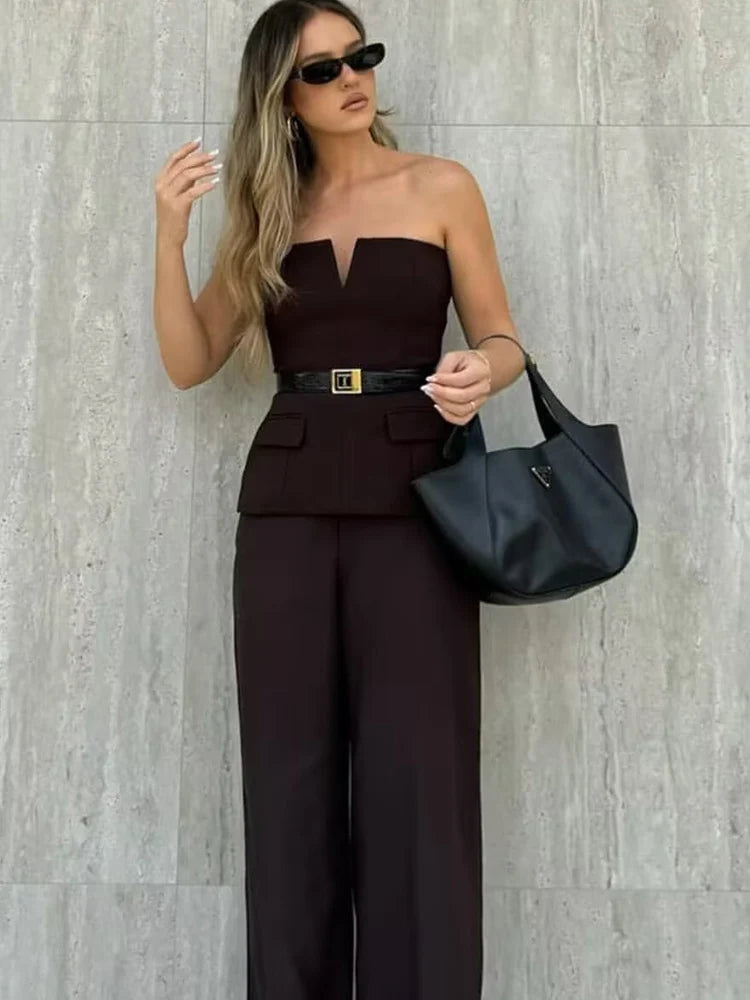 TFMLN Spring Summer Women Strapless Crop 2025 Tops Basic Sleeveless Office Lady Tops Trend Street Classic Solid Tube Tops
