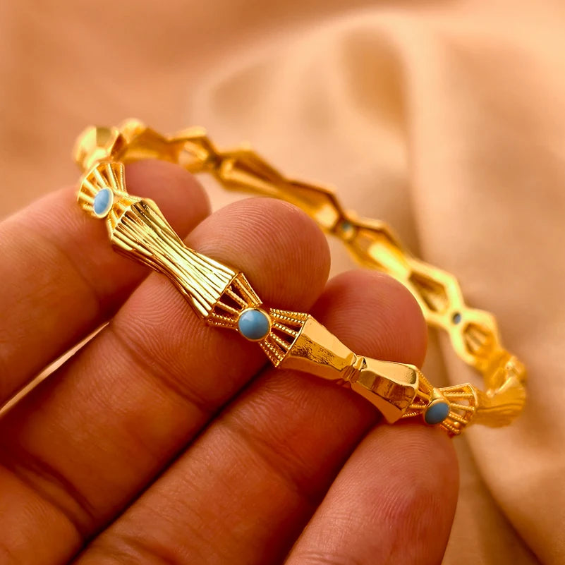 Dubai Gold Plated 24K Bangles for Women Jewelry Exaggerated Style Bracelets Banquet Party Bijoux Nigeria Wedding