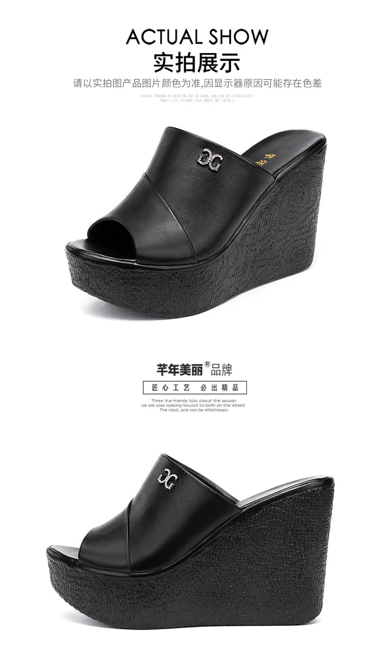2024 Designer Summer Ladies Slippers New Fashion Thick Sole Wedge Women's Sandals High Heel Sandal Open Toe Fish Mouth Shoes