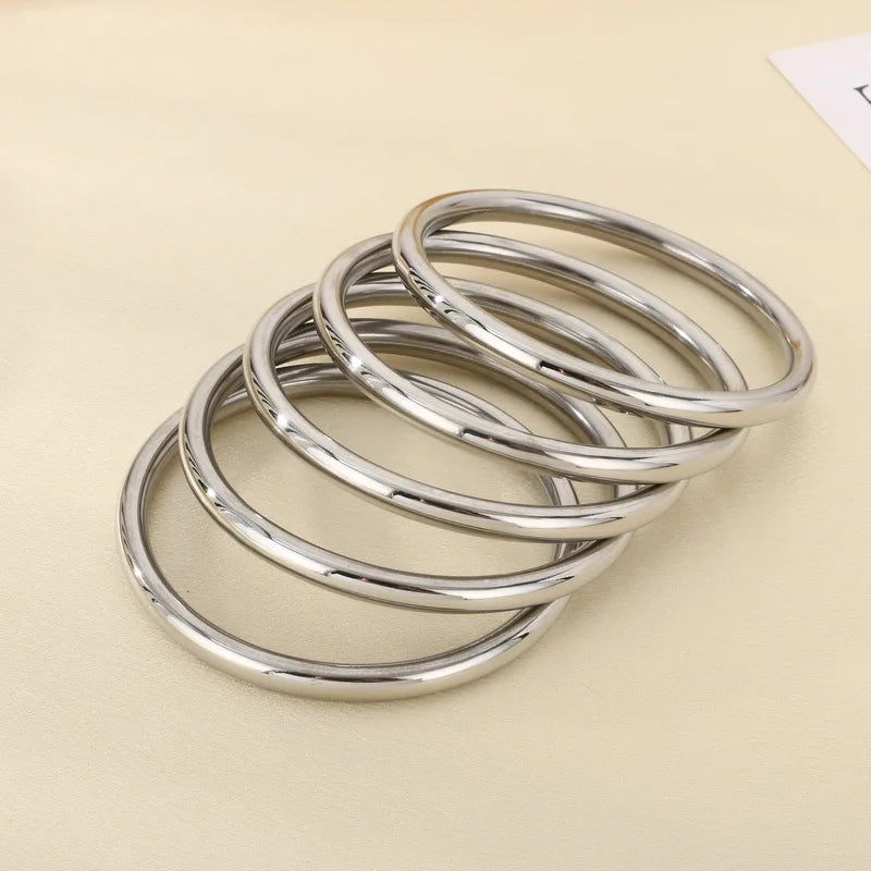 7/PCS Simple Spherical Surface Stainless Steel Bangle For Women Men Wedding Party Bracelet Famale Trendy Jewelry Christmas Gifts