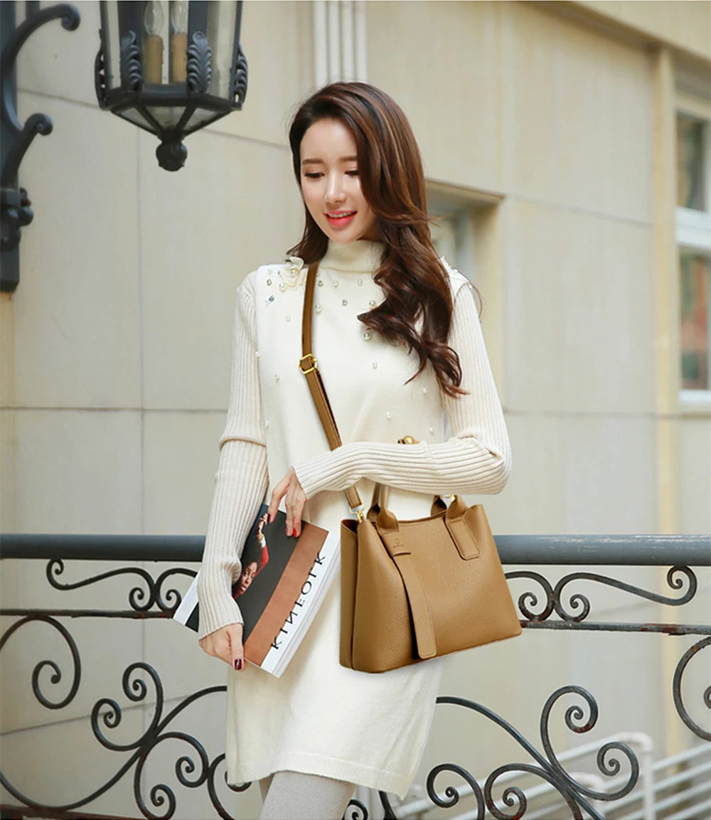 Business Handbags For Women 2022 Luxury Designer Handbag Pure Color Big Capacity Shoulder Crossbody Bags Branded Top-handle Tote