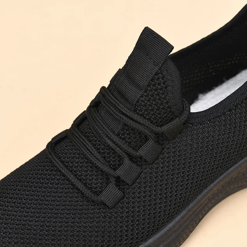 Middle-Aged and Elderly Women's Work Shoes Black Spring and Autumn Flat Shoes Non-Slip Soft Sole Mom Shoes Comfortable Casual Shoes