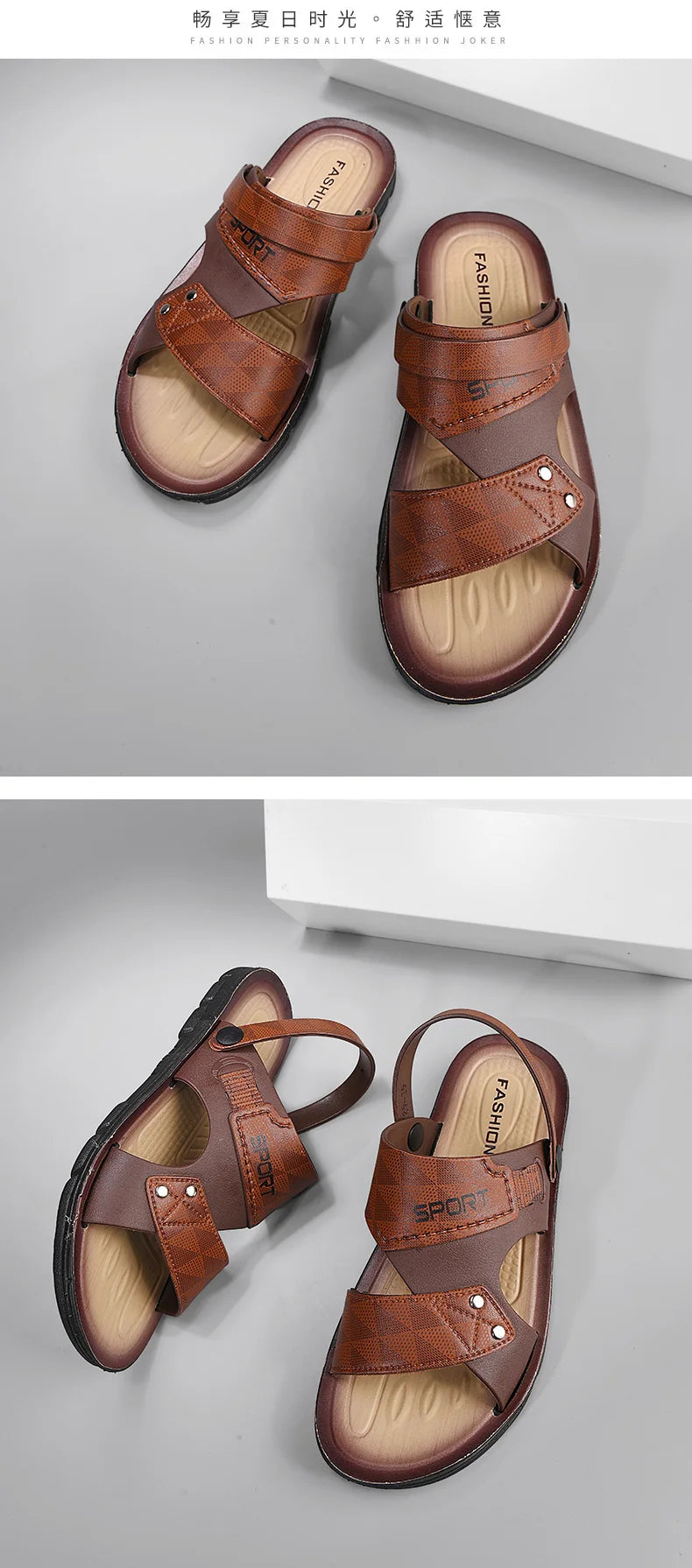 Men's Slippers Sandals Summer New Sandals Male Adult Casual Slippers For Men Beach Shoes Non-slip Open-toe Sandals For Outdoor