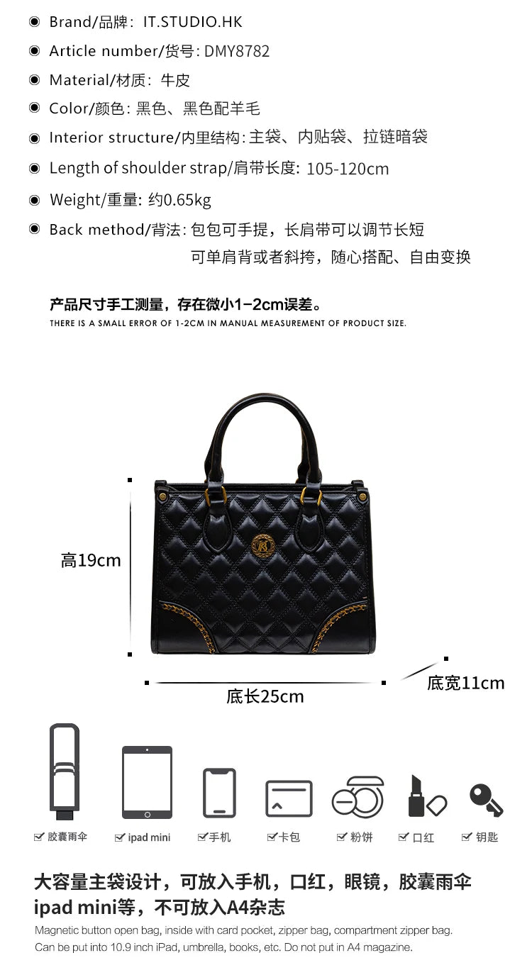 Women's handbag, genuine leather handbag, women's 2024 new summer high-end high-capacity designer crossbody bag