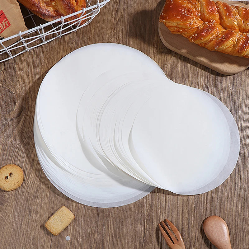 50Pcs Circle Parchment Paper Baking Oiled Paper  Multifunction Liner BBQ Oven Patty Hamburger Paper Steamer Liners Baking Tool