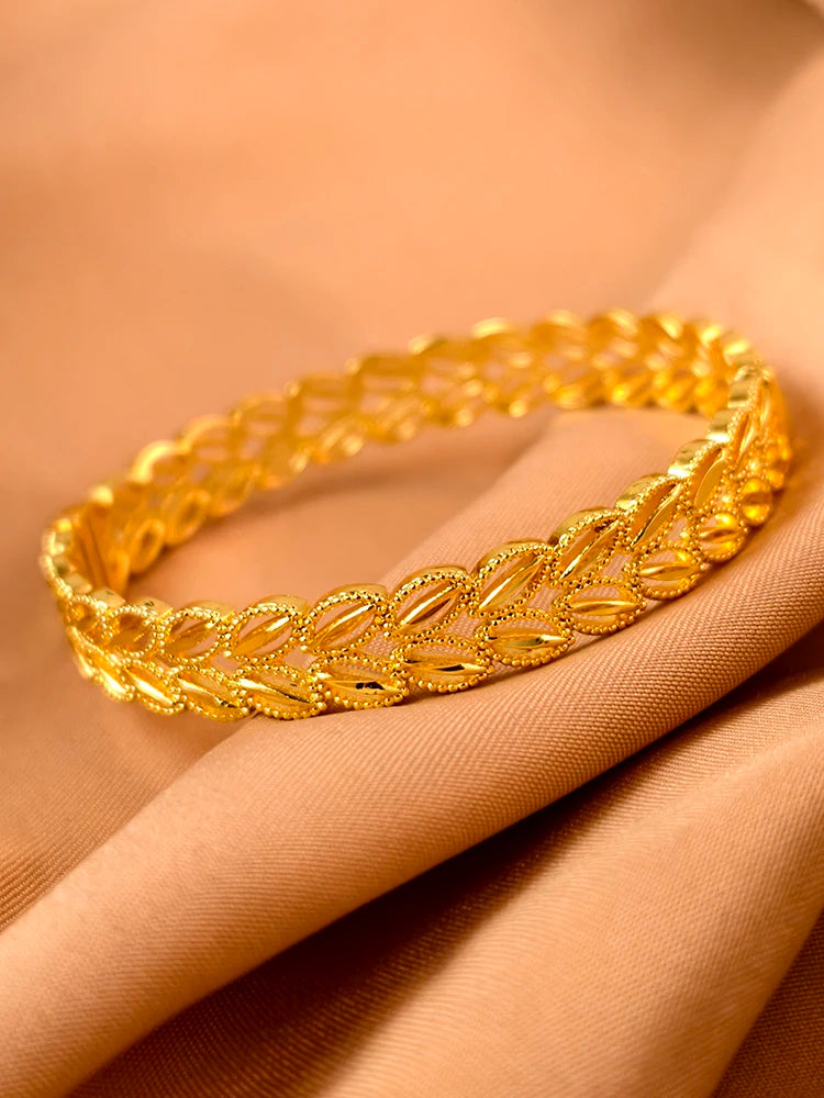 Dubai Gold Plated 24K Bangles for Women Jewelry Exaggerated Style Bracelets Banquet Party Bijoux Nigeria Wedding