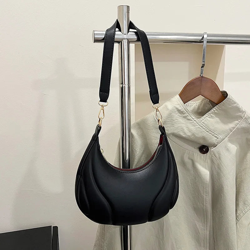 Women's French Handbag Shoulder Bag Textured Crossbody Bag Zipper Closure & Adjustable Strap Versatile for Work, Casual & Travel