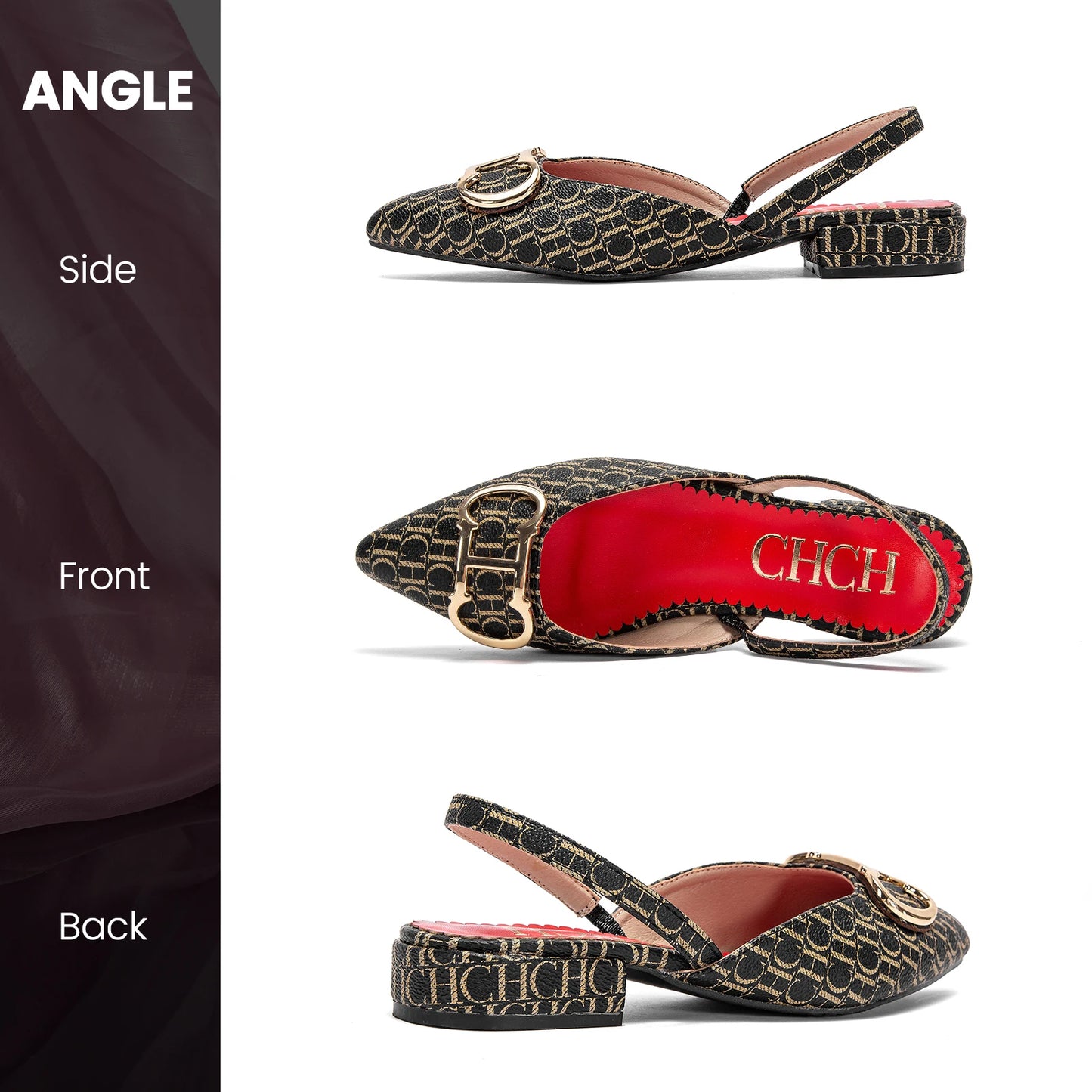 Classic Women's New 2024 Women's Low Heel Sandals Fashion Retro Design Letter Women's New Low Heel Shoes
