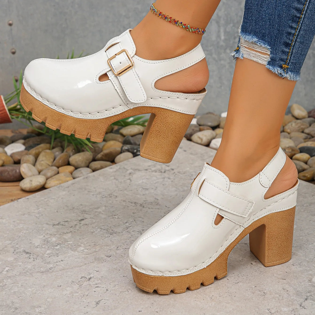 Super High Heels Sandals for Women Round Toe 2025 Summer Chunky Heel Comfortable Shoes Closed Toe Sophisticated Women's Shoes