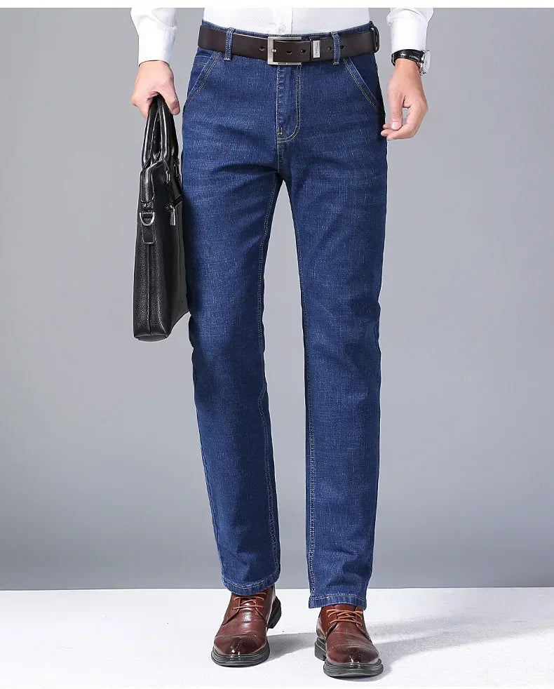 2025 Men's New Men's Fashion Casual Jeans Classic Style Casual Stretch Slim Fit Jeans Men's Denim Pants Black Blue Men's Style