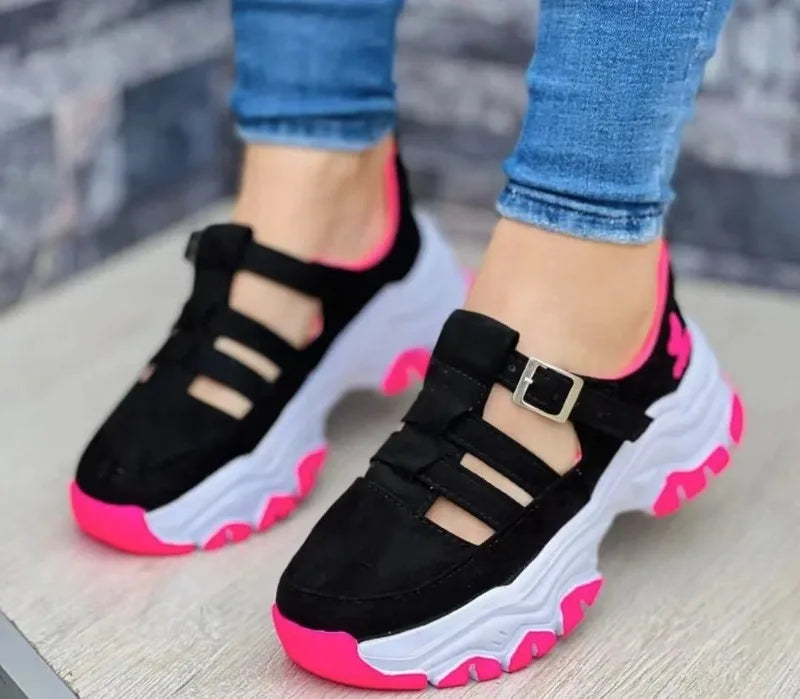 Fashion Sandals for Women Popular Buckle Thick Bottom Design Breathable Open Toed Women's Sandals Flat Casual Sports Shoes 슬리퍼
