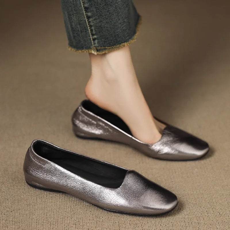 2025 New Women's Soft Sole Commuting Baotou  Shoes Spring and Autumn New Pull-on Non-slip Flat Shoes