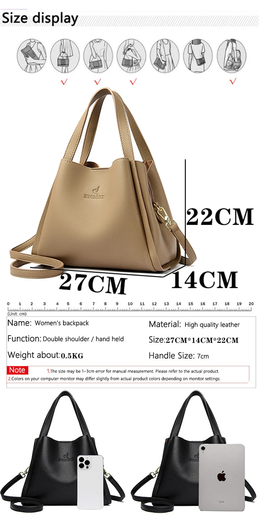 Genuine Brand Soft Leather Top-handle Bags Female Handbags Women Shoulder Crossbody Totes Messanger Bag Large Capacity Big Sac