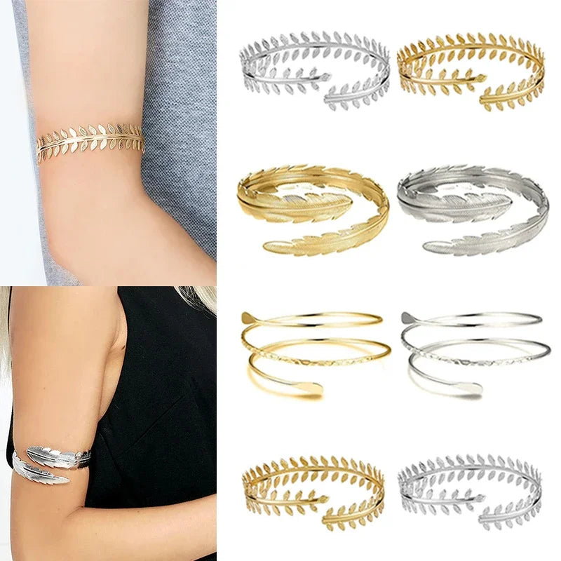 Fashion Arm Bracelet for Women Girls Mental Open Upper Arm Bangle Bracelet Simple Adjustable Armlet Armband