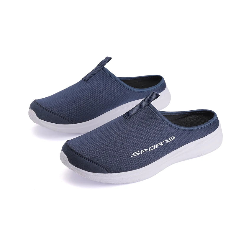 Men's Summer Slip-On Shoes Lightweight Casual Half Slippers for Women's Outdoor Soft Bottom Support Walking Shoes Size 36-46