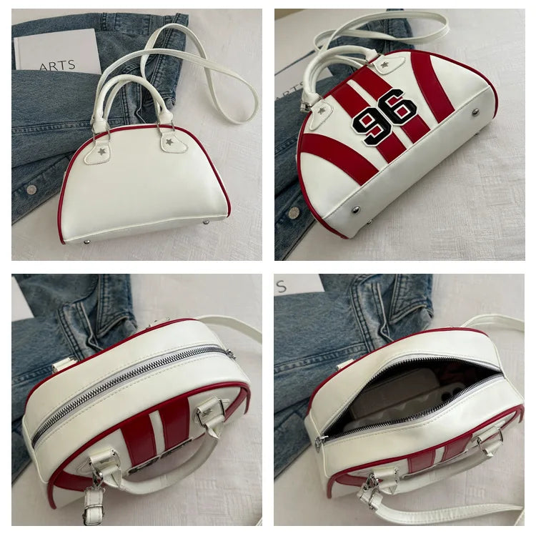 Striped Handbag Women Shoulder Bag, Chic Half Moon Armpit Bag, Stylish Tote Crossbody Bag for Women‘s Daily Work Party Travel