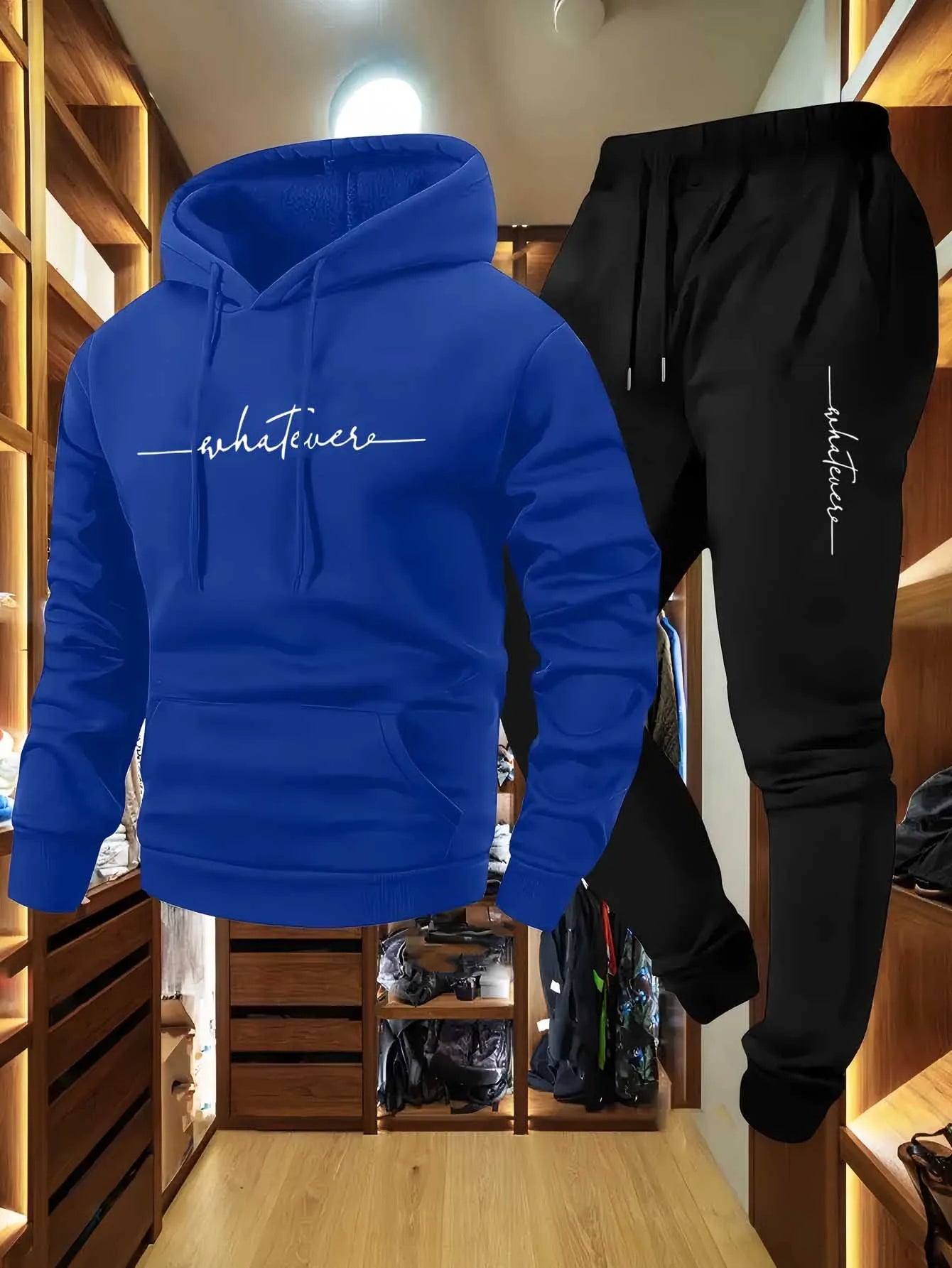 Man - New style sporty and casual printed hooded sports shirt - Sports outfit two-piece set