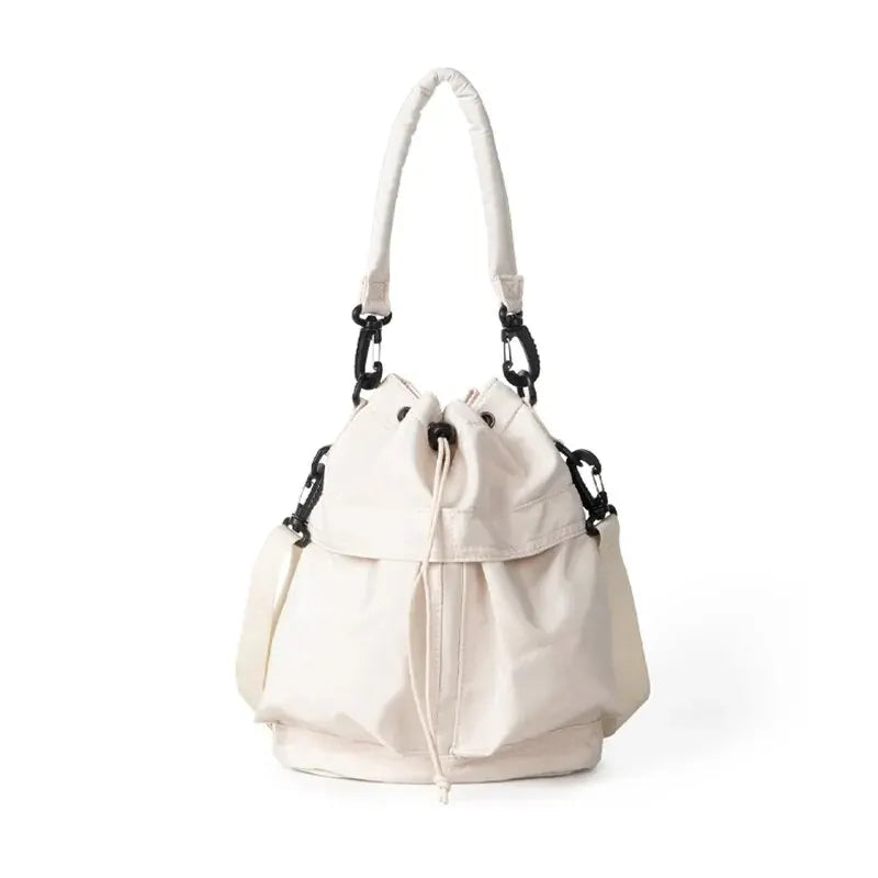 Women Tote Bag Shoulder Bag Nylon Waterproof Large Capacity Handbag Drawstring Crossbody Bag
